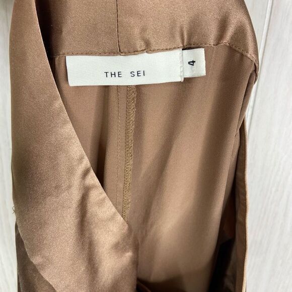 The Sei Womens Brown High-Rise Silk Wide-Leg Trouser Pants Size 4 - Picture 6 of 8